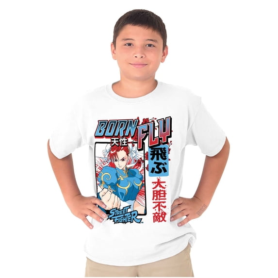 Street Fighter Chun Li Born Fly Crewneck T Shirts Boy Girl Teen Brisco Brands S