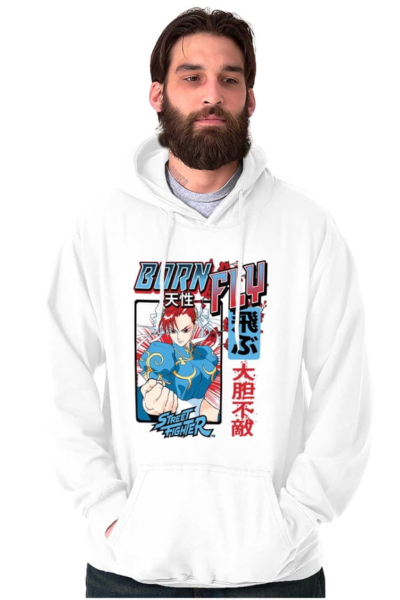 Street Fighter Chun Li Born Fly Hoodie Sweatshirt Women Men Brisco Brands L