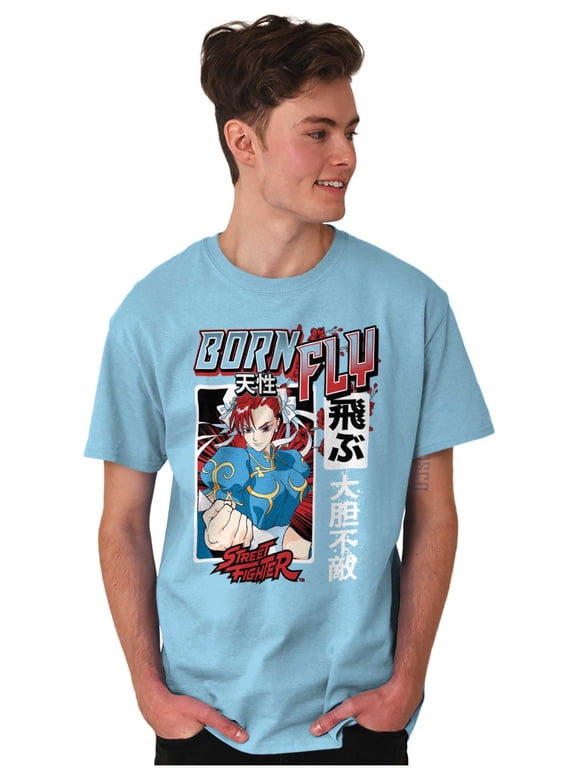 Street Fighter Chun Li Born Fly Men's Graphic T Shirt Tees Brisco Brands S