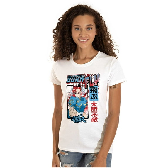 Street Fighter Chun Li Born Fly Women's T Shirt Ladies Tee Brisco Brands L