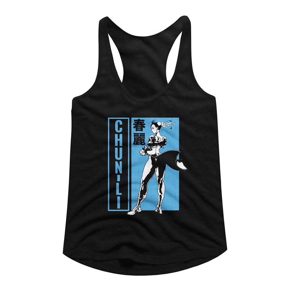 Street Fighter Chun Li Bw Character Pose Black Women's Slim Fit ...