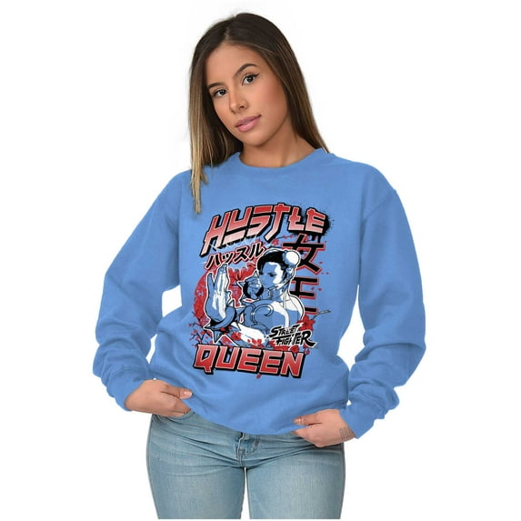 Street Fighter Chun Li Hustle Queen Women Crewneck Sweatshirt Brisco Brands S