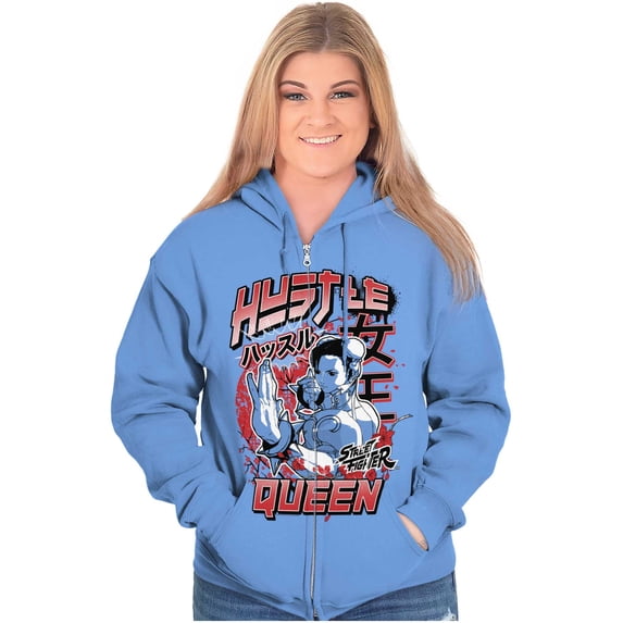 Street Fighter Chun Li Hustle Queen Zip Hoodie Sweatshirt Women Brisco Brands S