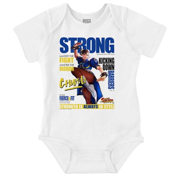 Street Fighter Chun-Li Magazine Cover Gender Neutral Printed Baby Bodysuit Brisco Brands 6M
