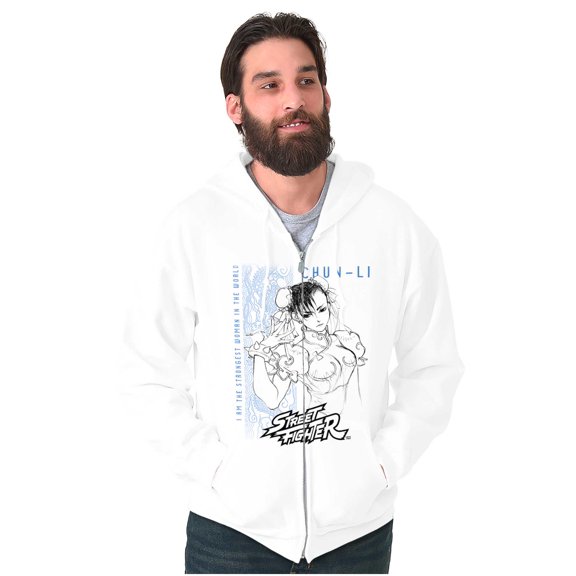 Street Fighter Chun-Li Strongest Zip Up Hoodie Men's Women's Brisco Brands L
