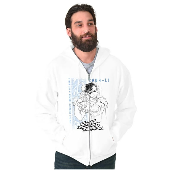 Street Fighter Chun-Li Strongest Zip Up Hoodie Men's Women's Brisco Brands S
