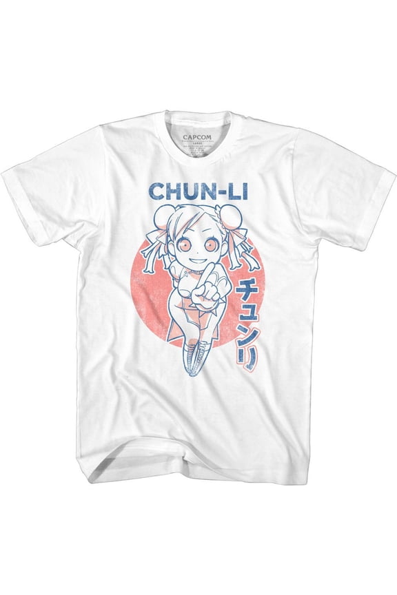 Street Fighter Cutesy Chun Li White Adult T-Shirt