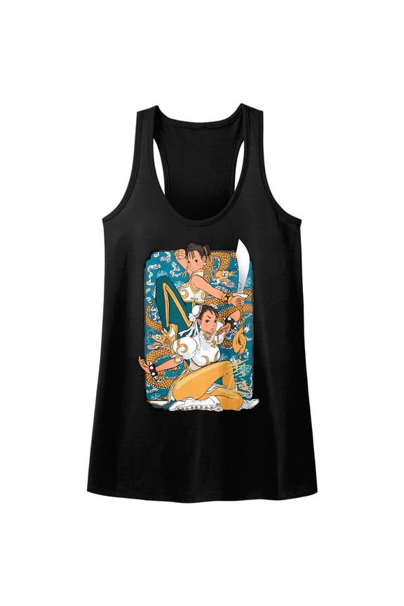 Street Fighter Dual Chun Li Black Women's Racerback Tank Top