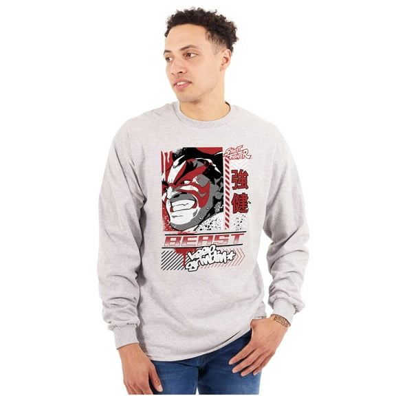 Street Fighter E Honda Beast Grindin Men Big & Tall Long Sleeve Tee Brisco Brands 3X
