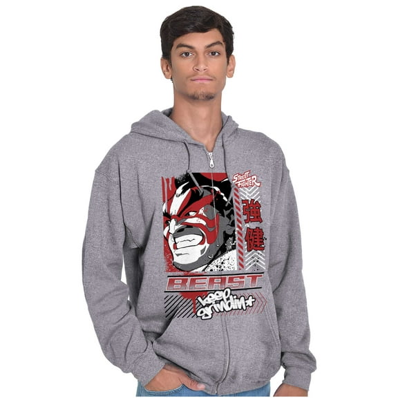 Street Fighter E Honda Beast Grindin Men Big & Tall Zip Hoodie Brisco Brands 5X