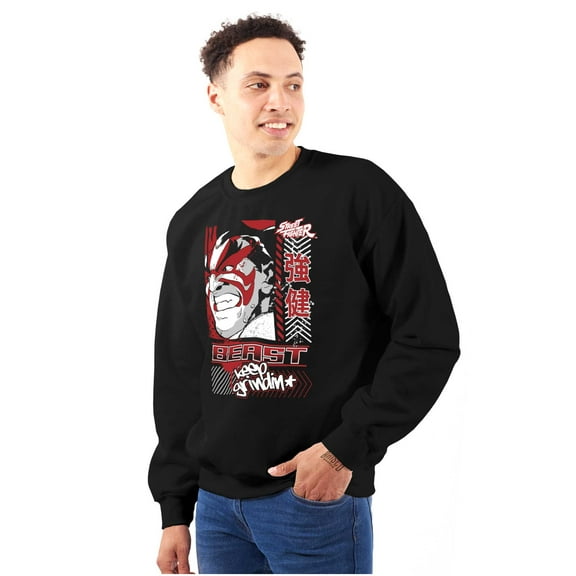 Street Fighter E Honda Beast Grindin Men's Crewneck Sweatshirt Brisco Brands S