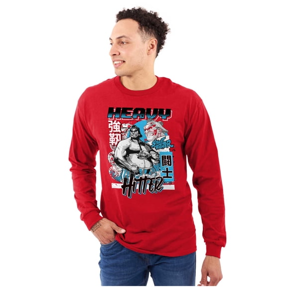 Street Fighter E Honda Heavy Hitter Unisex Plus Size Long Sleeve Shirt Brisco Brands 3X
