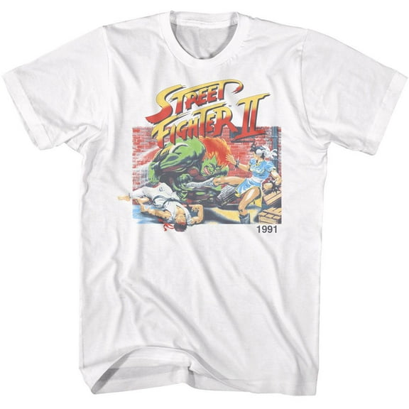 Street Fighter Faded Sf2 White Adult T-Shirt