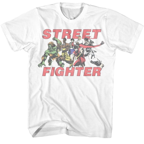Street Fighter Fight Group White Adult T-Shirt