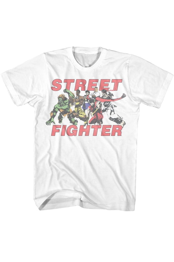 Street Fighter Fight Group White Adult T-Shirt