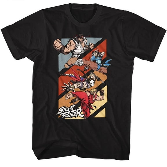 Street Fighter Four Fighters Black Adult T-Shirt 5Xl
