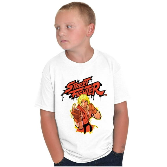 Street Fighter Game Character Ken Crewneck T Shirts Boy Girl Teen Brisco Brands S