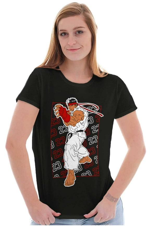 Game Character Ryu Womens Slim Fit Graphic Tee Brisco Brands S
