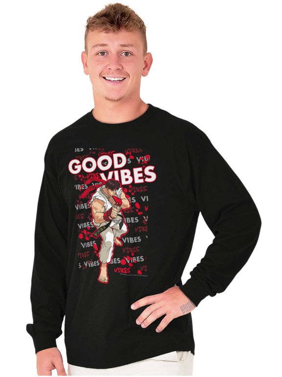Street Fighter Game Good Vibes Ryu Long Sleeve TShirt Men Women Brisco Brands S