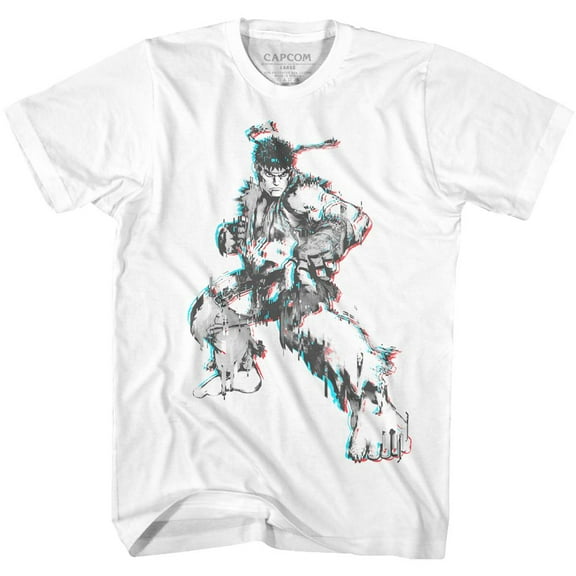 Street Fighter Glitch Fighter White Adult T-Shirt