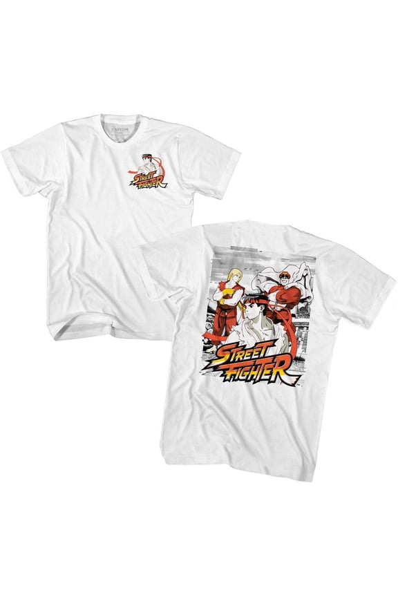 Street Fighter Grainy Glitch White Adult T-Shirt 6Xl ***F&B*** ***Lpa***