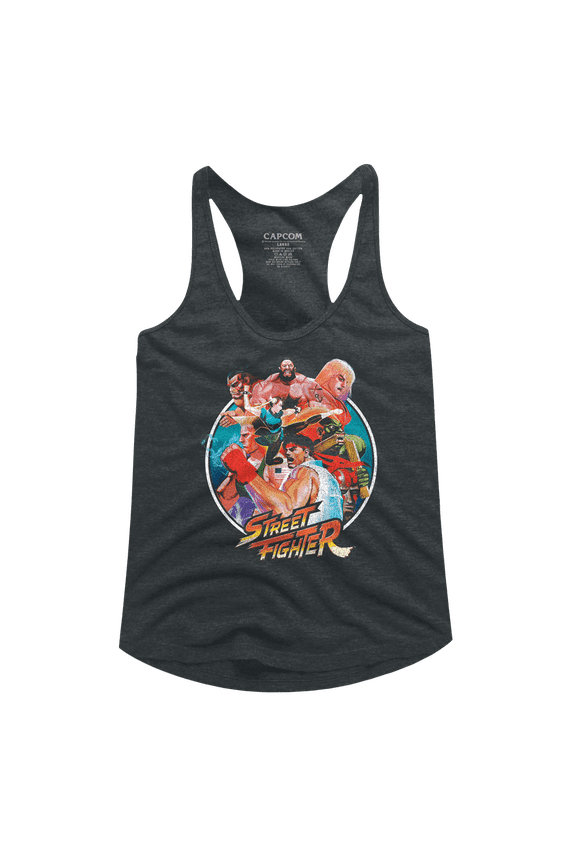 Street Fighter Group Circle Dark Gray Heather Women's Racerback Tank Top