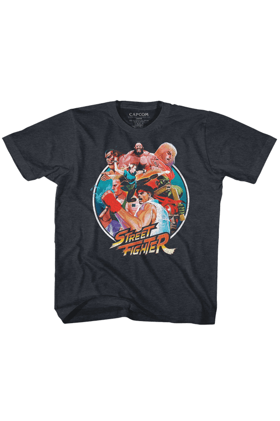 Street Fighter Group Circle Vintage Navy Children's T-Shirt