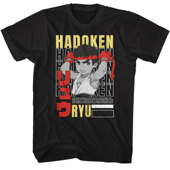 Street Fighter Hadoken Repeat Black T-Shirt