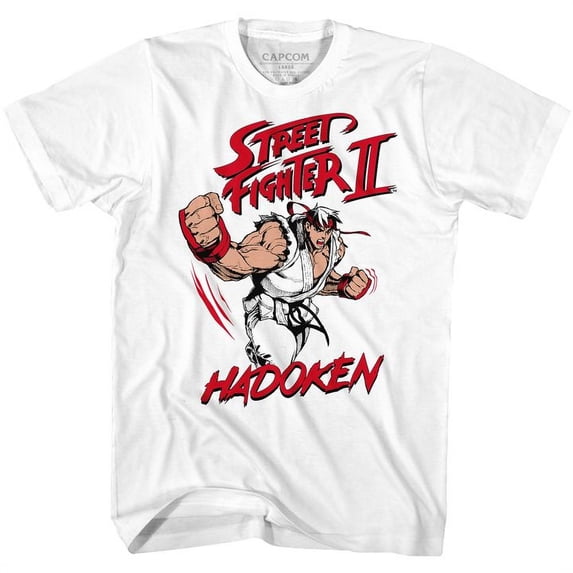 Street Fighter Hadoken White Adult T-Shirt 4Xl