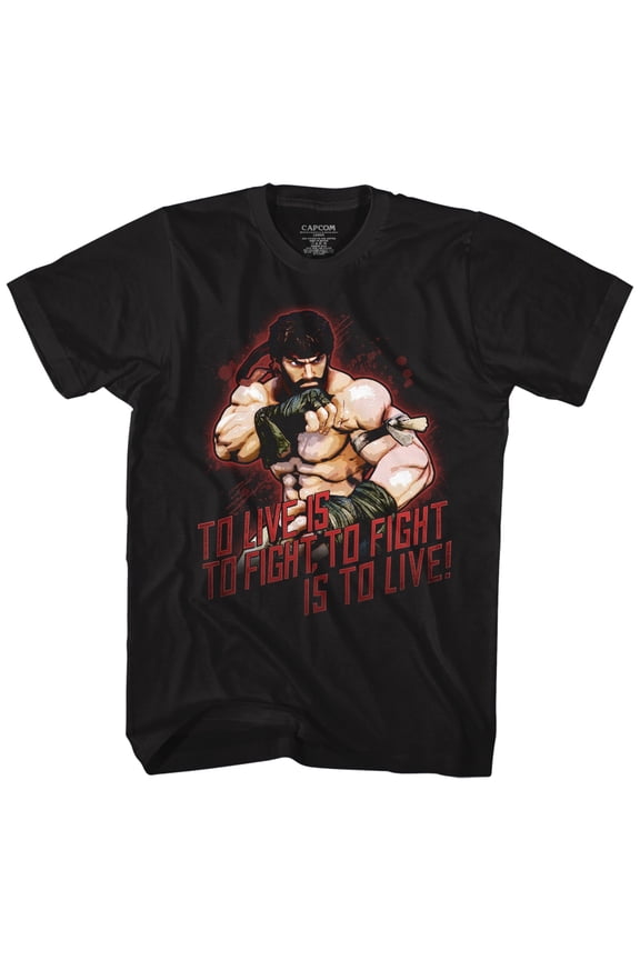 Street Fighter Hot Ryu Black Adult T-Shirt