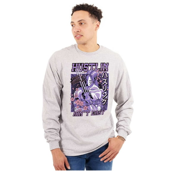 Street Fighter Hustling Aint Easy Unisex Plus Size Long Sleeve Tee Shirt Brisco Brands 3X