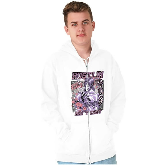 Street Fighter Hustling Aint Easy Unisex Plus Size Zip Hoodie Brisco Brands 2X