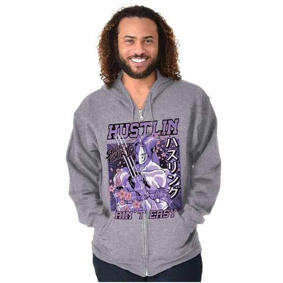 Street Fighter Hustling Aint Easy Zip Up Hoodie Men's Women's Brisco Brands S
