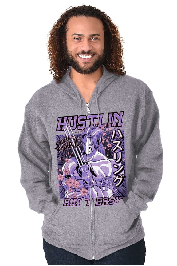 Street Fighter Hustling Aint Easy Zip Up Hoodie Men's Women's Brisco Brands S