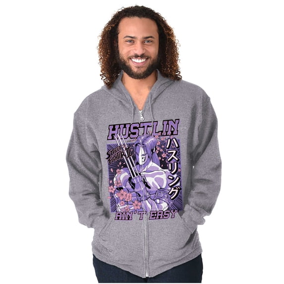 Street Fighter Hustling Aint Easy Zip Up Hoodie Men's Women's Brisco Brands S