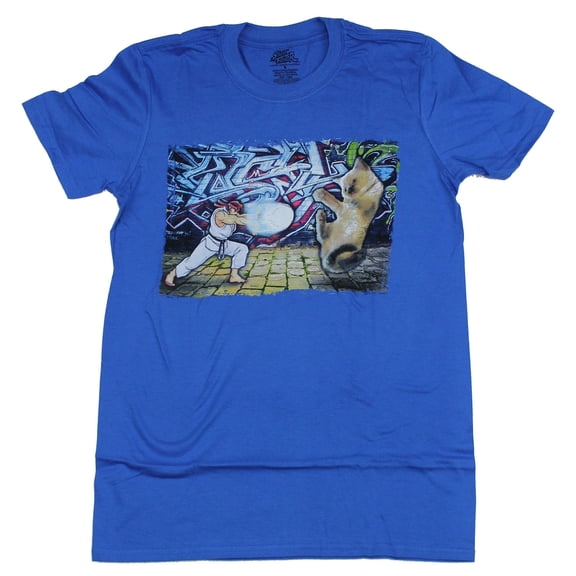 Street Fighter II Mens T-Shirt - Ryu Verses Kitten Battle