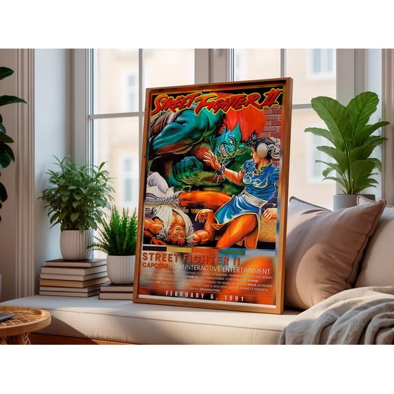Street Fighter II Poster Retro Arcade Fighting Scene Artwork for Gaming Room Decor House Wall Display Gift for Fan Idea Size 24x36 Unframed Poster