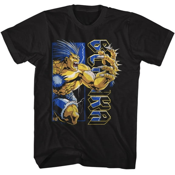 Street Fighter 90's Style Blanka Black Adult T-Shirt 3Xl