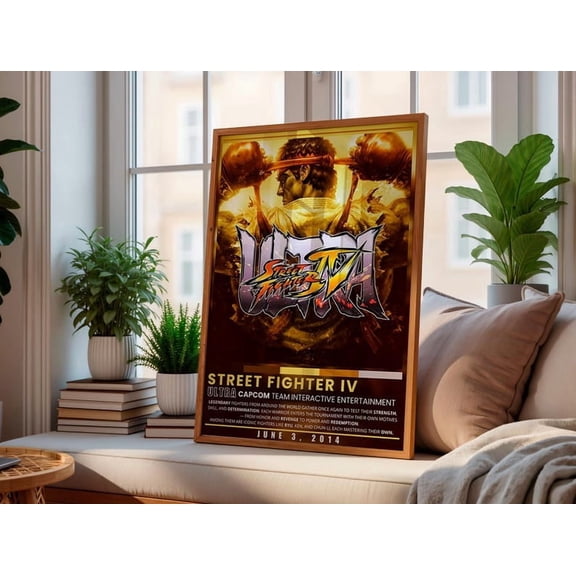 Street Fighter IV Arcade Style Poster Print Ryu Fighting Artwork for Gaming Room Setup Wall Decor Gift for Gamer Idea Unframed