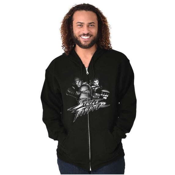Street Fighter IV Logo Ryu Sakura Zip Up Hoodie Men's Women's Brisco Brands S