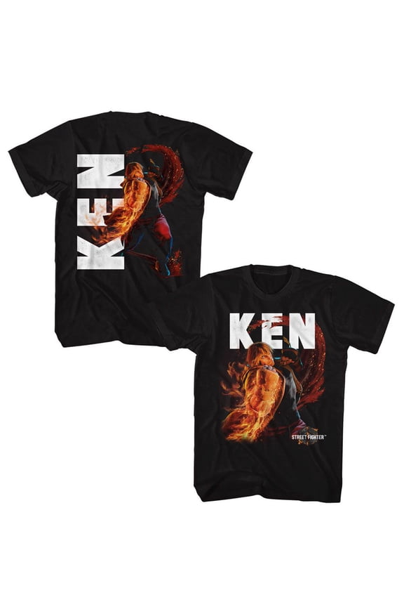 Street Fighter Ken Character Black Adult T-Shirt ***F&B*** Xlt