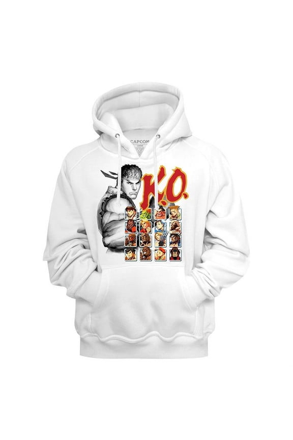 Street Fighter Ko Select White Adult Hoodie Sweatshirt