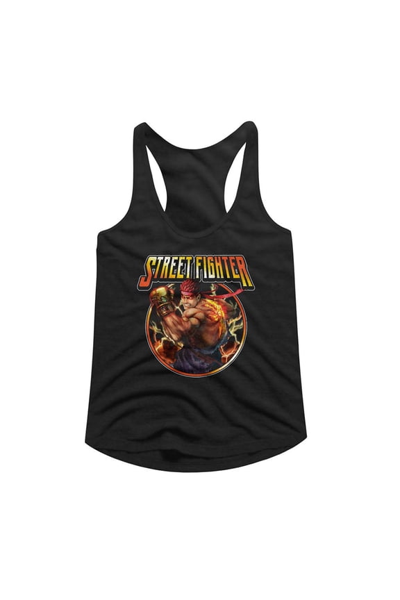 Street Fighter Lightning Ryu Black Women's Slim Fit Racerback Tank Top