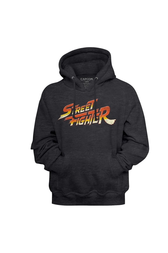 Street Fighter Logo Charcoal Heather Adult Hoodie Sweatshirt