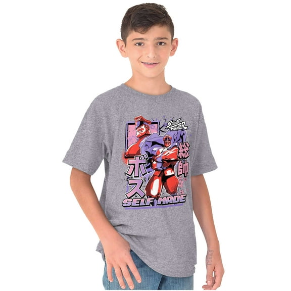 Street Fighter M Bison Self Made Crewneck T Shirts Boy Girl Teen Brisco Brands L