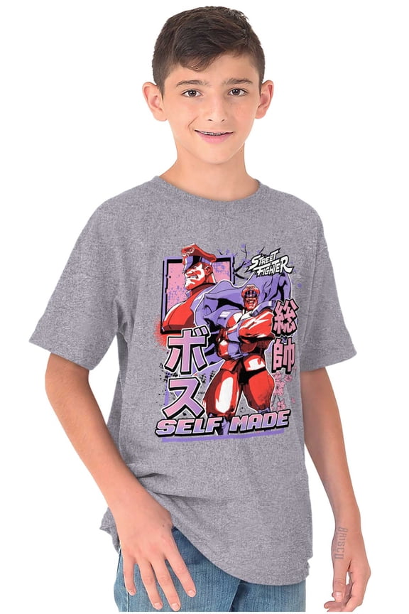 Street Fighter M Bison Self Made Crewneck T Shirts Boy Girl Teen Brisco Brands M