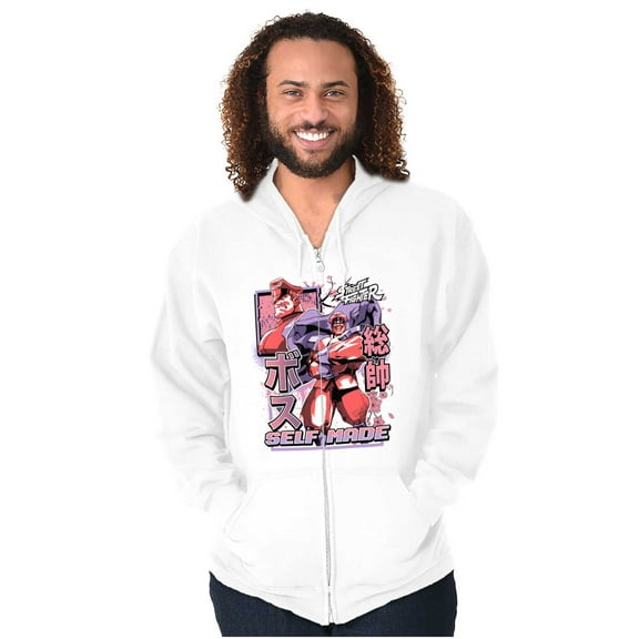 Street Fighter M Bison Self Made Unisex Plus Size Zip Hoodie Brisco Brands 5X