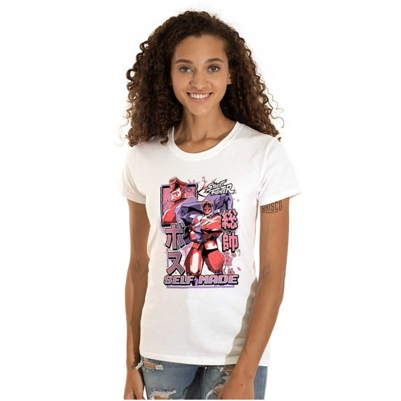 Street Fighter M Bison Self Made Women's T Shirt Ladies Tee Brisco Brands S