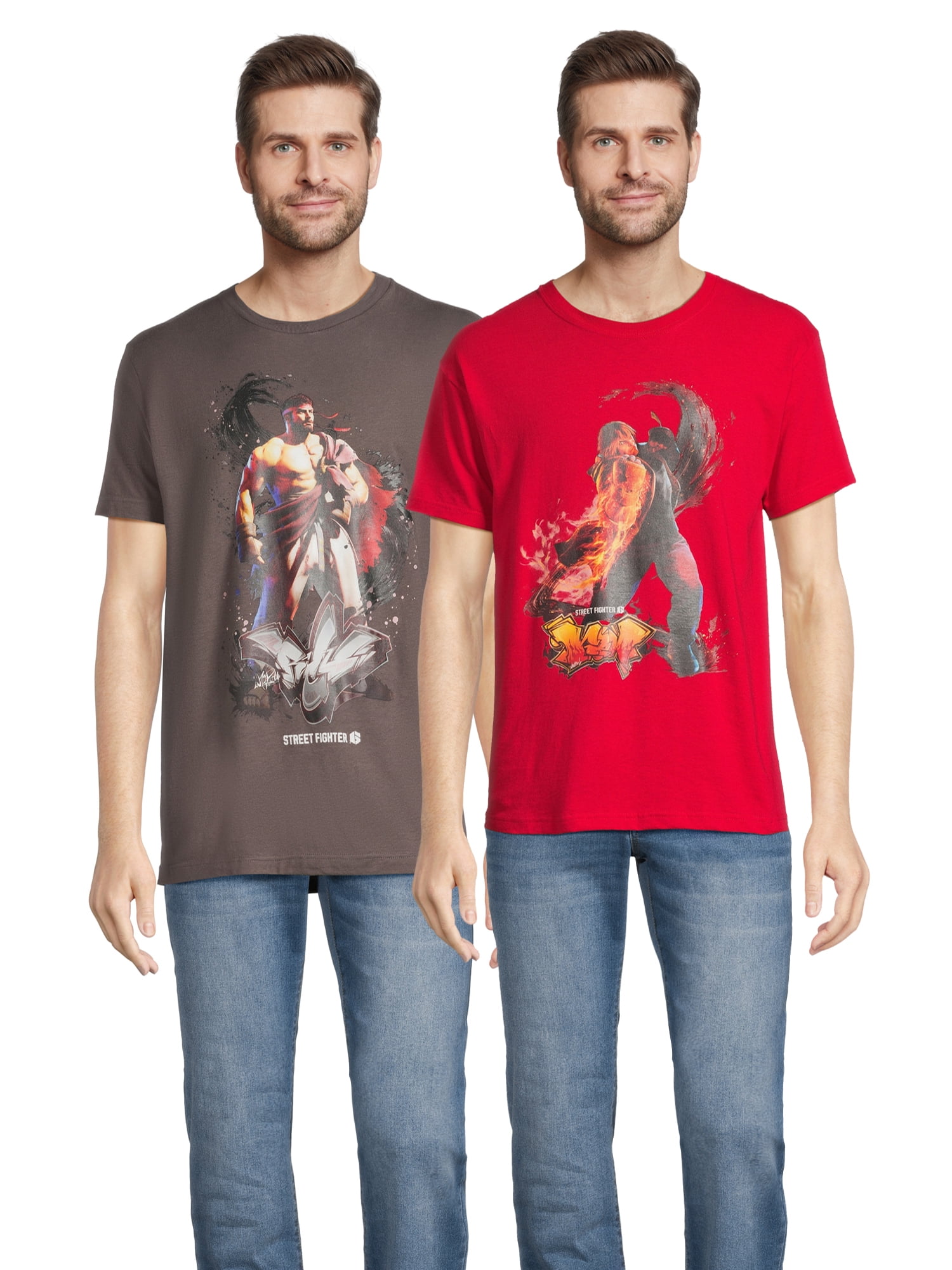 Street Fighter Men's & Big Men's Graphic Tee Shirt, 2-Pack, Sizes S-3XL