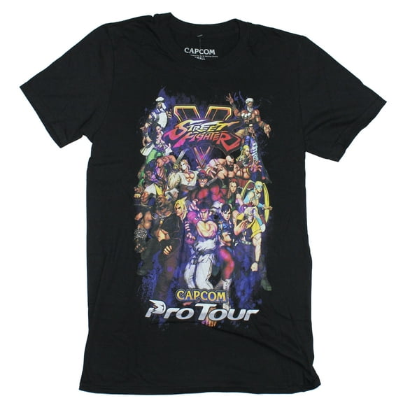 Street Fighter Mens T-Shirt - Street Fighter V Pro Tour Giant Cast Image (2X-Large)